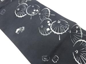 手織り紬番傘に下駄模様織出し名古屋帯